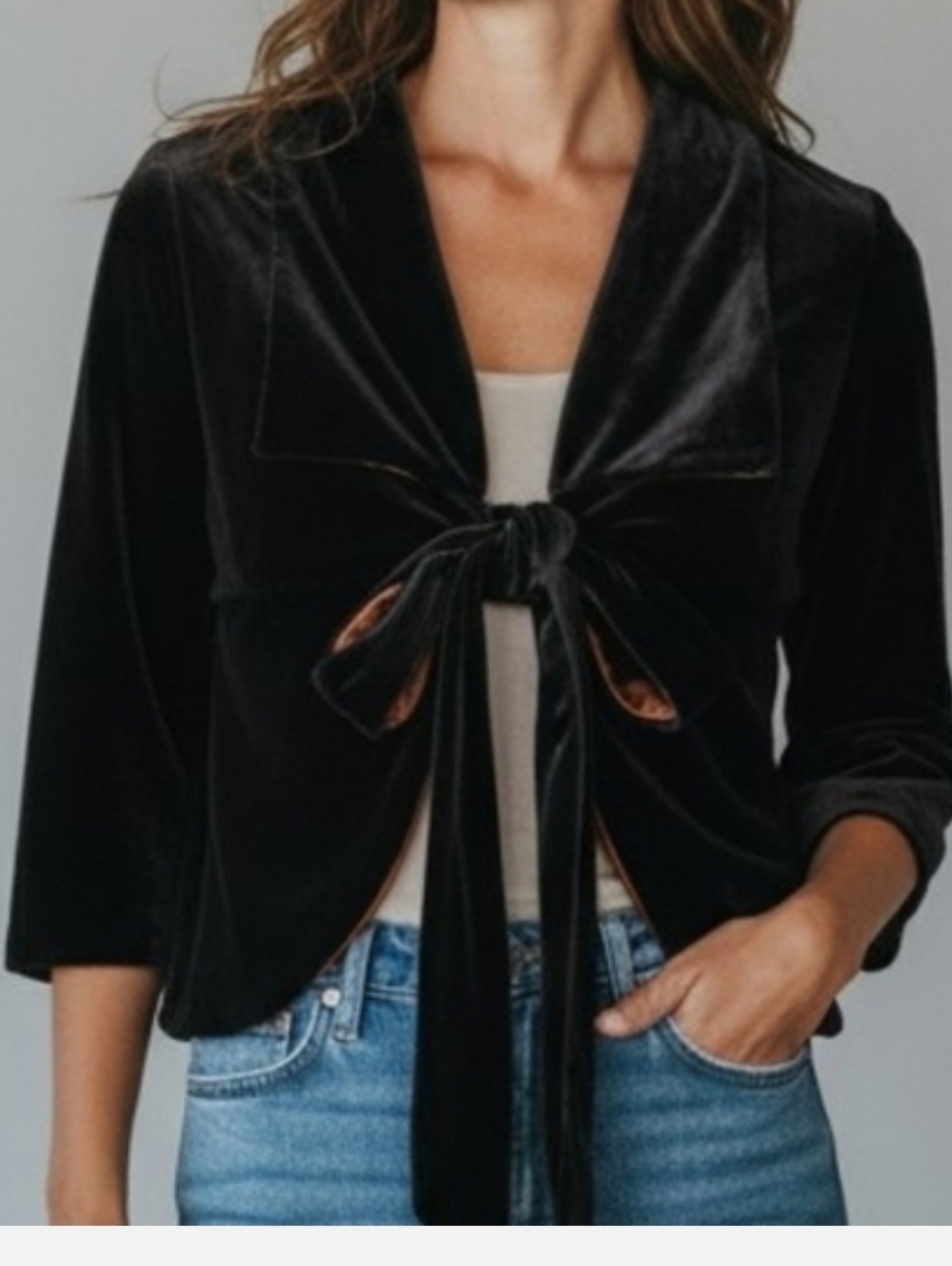 Hale Bob Velvet Tie Black Jacket With Satin Lining XS
